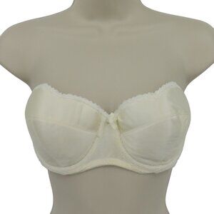 VTG Instead 36C Bra Style 104 White Cream Strapless Underwire Lace Trim Lined